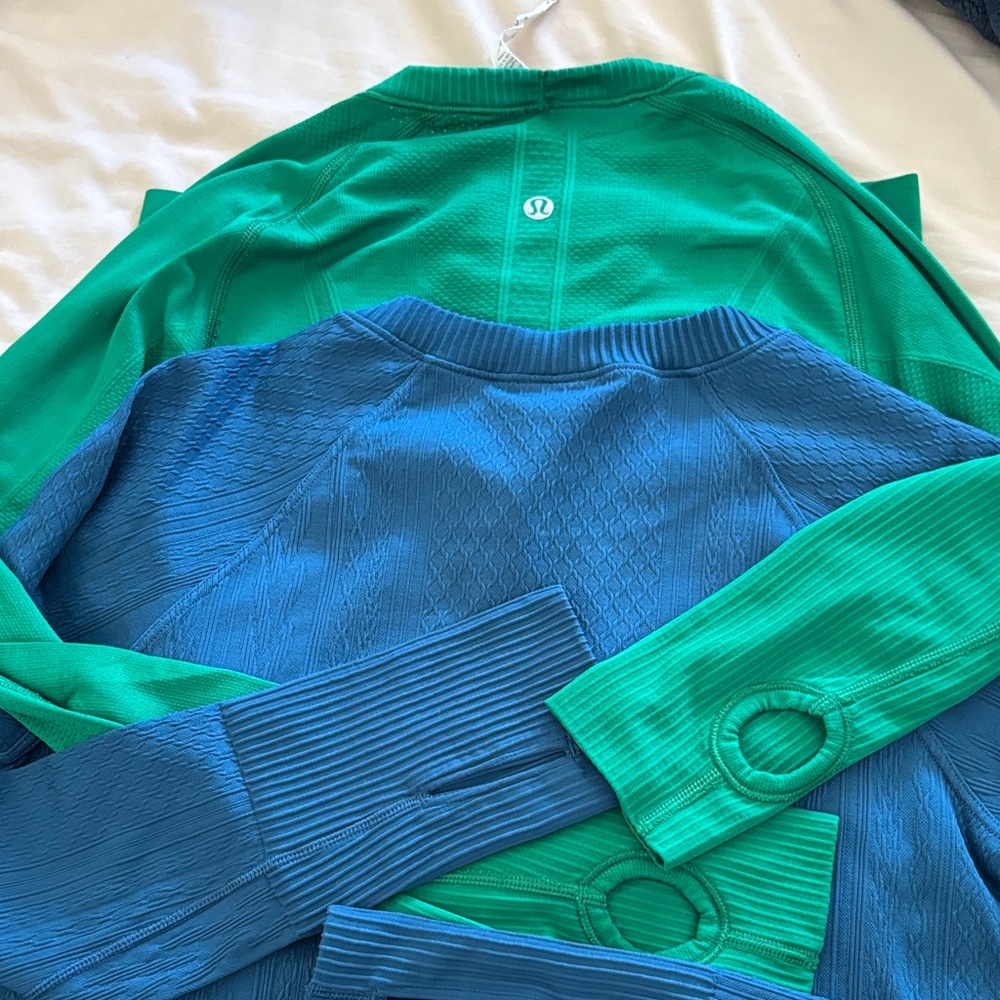 lululemon athletica Men's Vibrant Green and Blue Crewneck Sweater